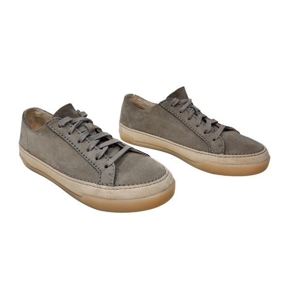 Clarks Shoes - Clarks Sneakers 7.5 Women Hidi Holly Gray Suede Nubuck Leather Lace‎ Up Gum Sole